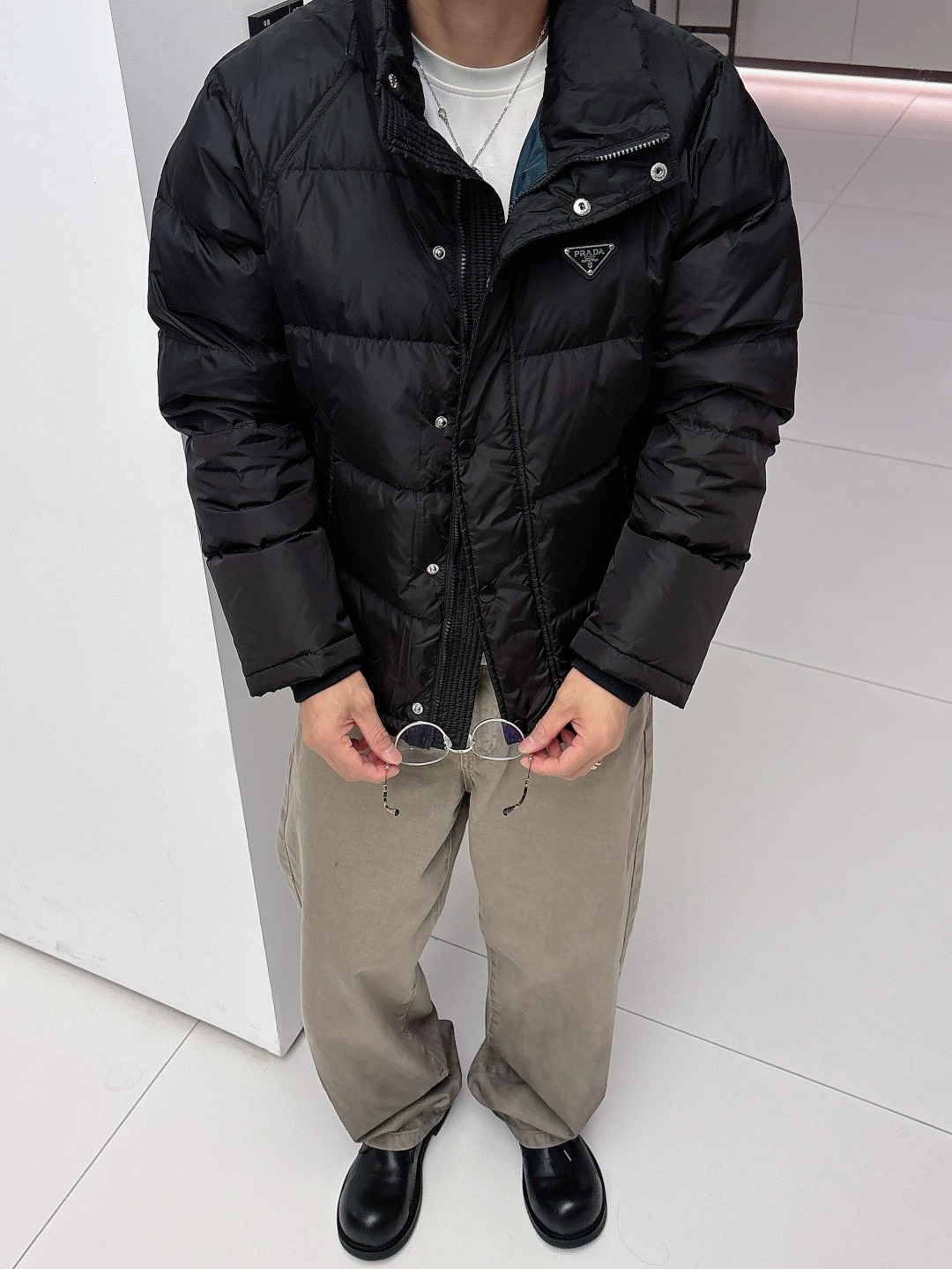 Prada Down Jacket Black Hooded L