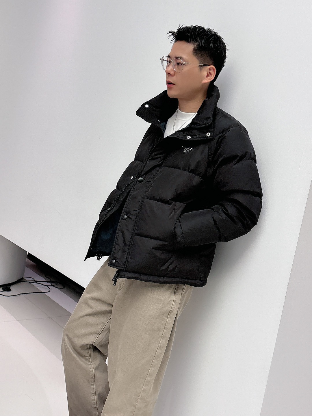 Prada Down Jacket Black Hooded L