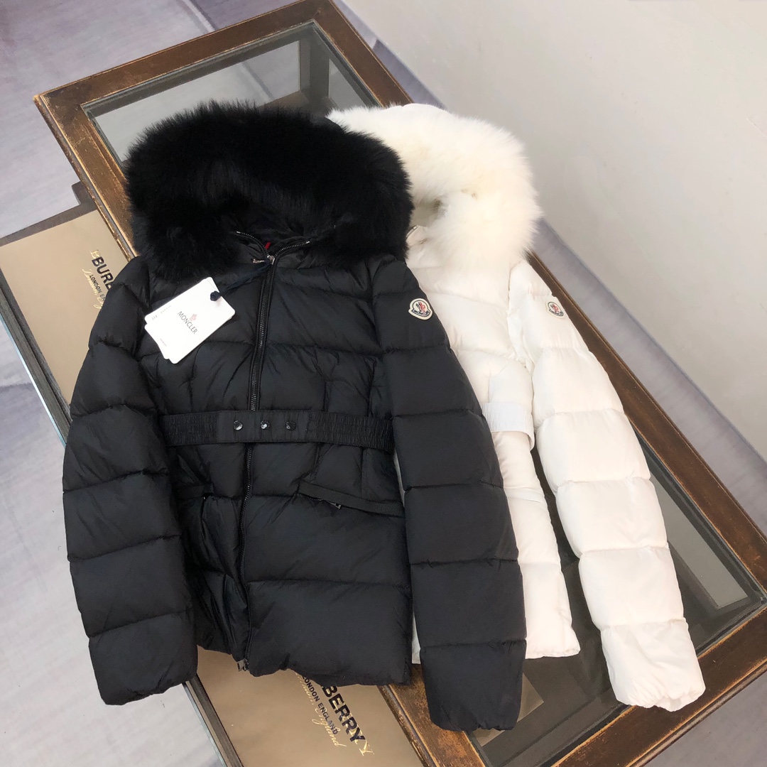 Moncler Female Down Jacket Wool Black Hooded M-l