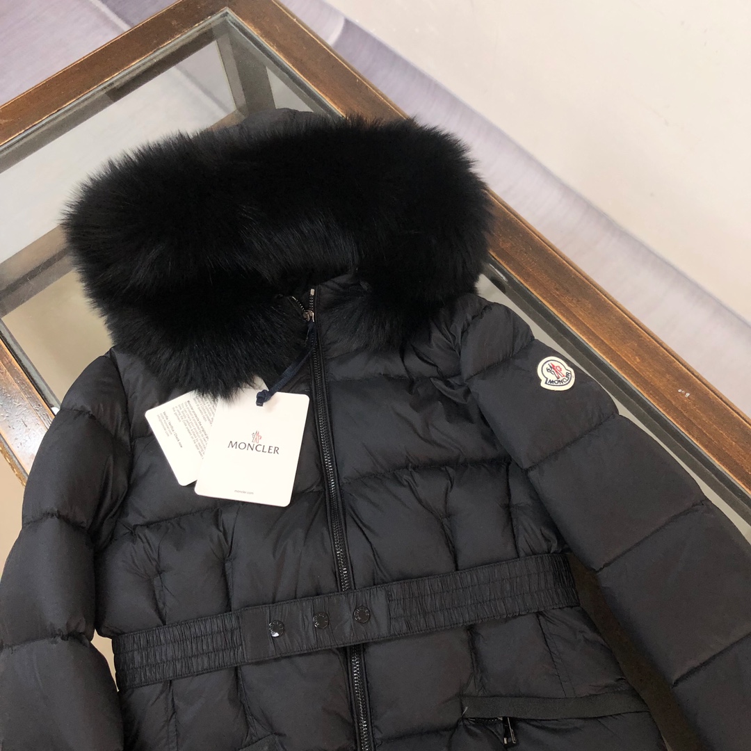 Moncler Female Down Jacket Wool Black Hooded M-l