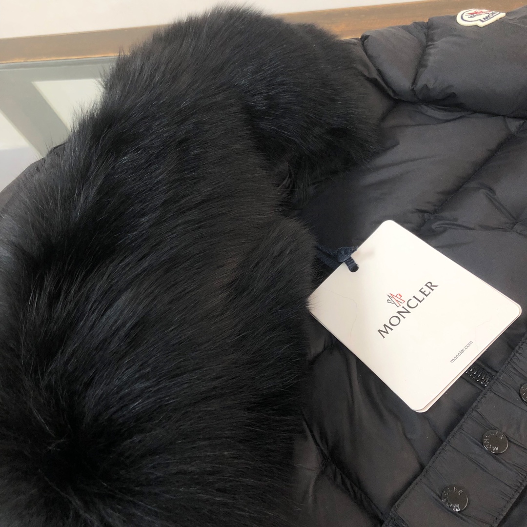 Moncler Female Down Jacket Wool Black Hooded M-l