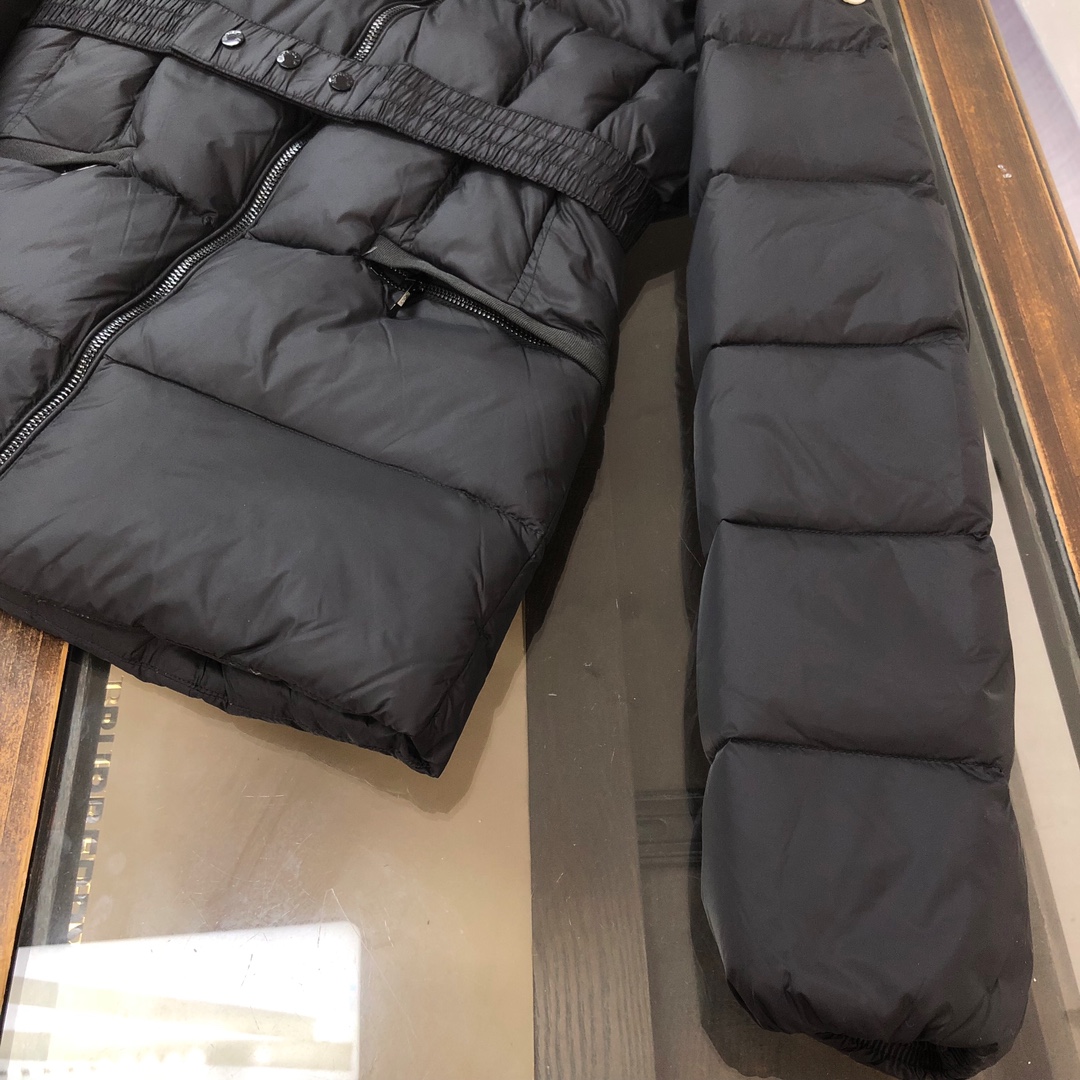 Moncler Female Down Jacket Wool Black Hooded M-l