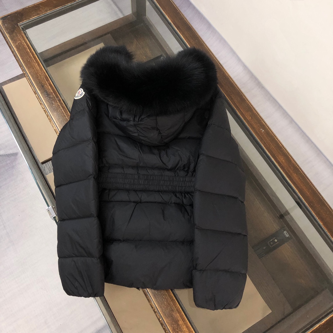 Moncler Female Down Jacket Wool Black Hooded M-l