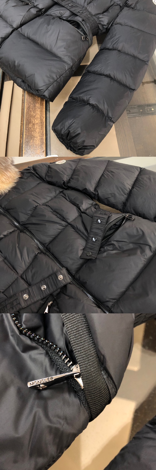 Moncler Female Down Jacket Black Hooded M-l