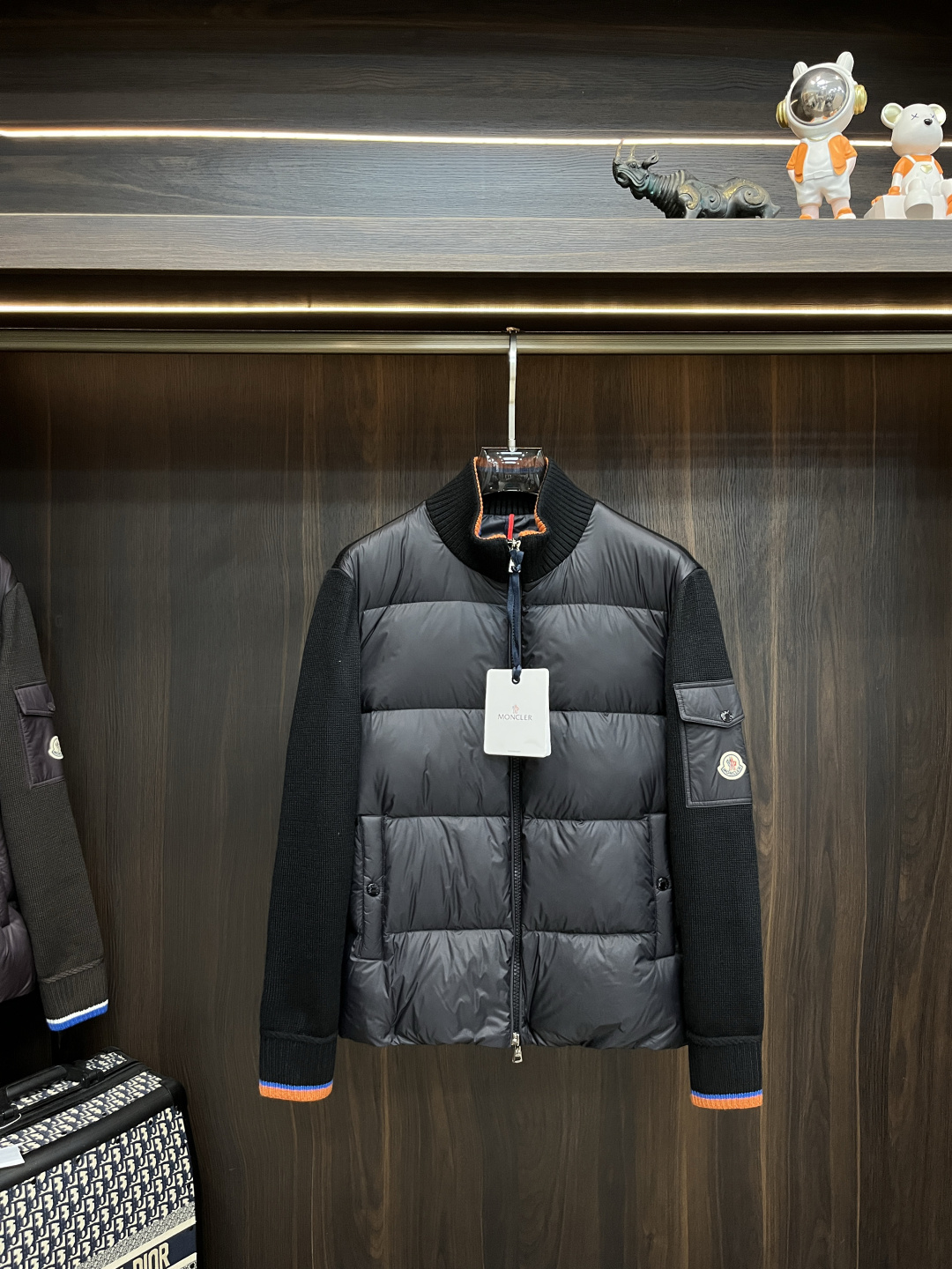 Moncler Male Down Jacket Wool Black Slim Fit M-l-xl