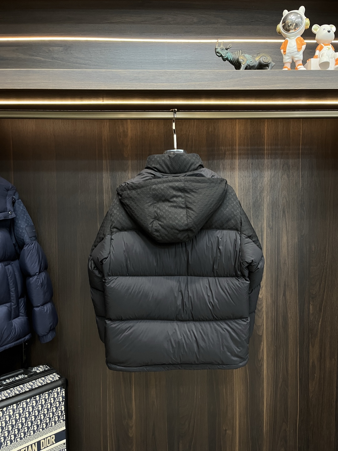 Louis Vuitton Male Down Jacket White Duck Down Black Hooded M-l-xxxl