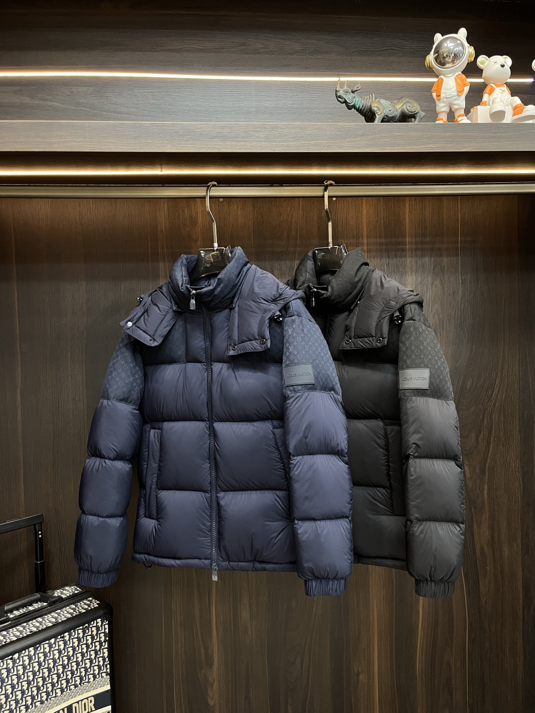 Louis Vuitton Male Down Jacket White Duck Down Black Hooded M-l-xxxl