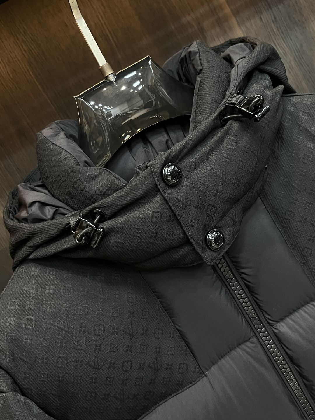 Louis Vuitton Male Down Jacket White Duck Down Black Hooded M-l-xxxl