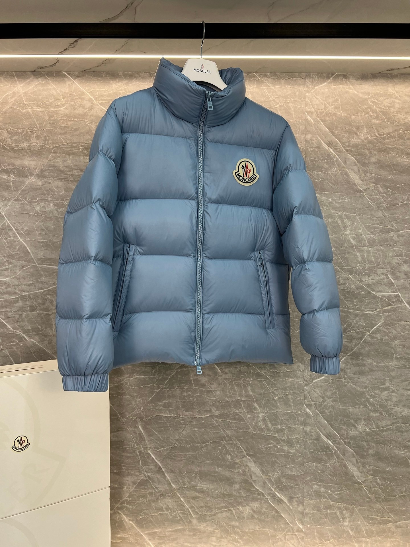 Moncler Couple Down Jacket White Duck Down Blue M-l-xl