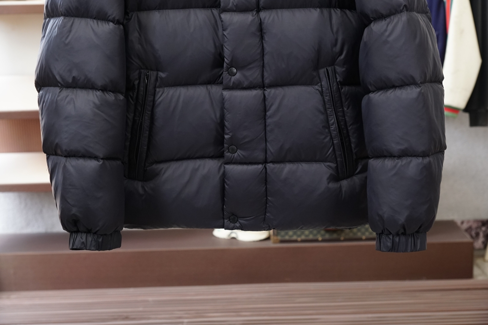 Moncler Couple Down Jacket White Duck Down Black Hooded S-m-l