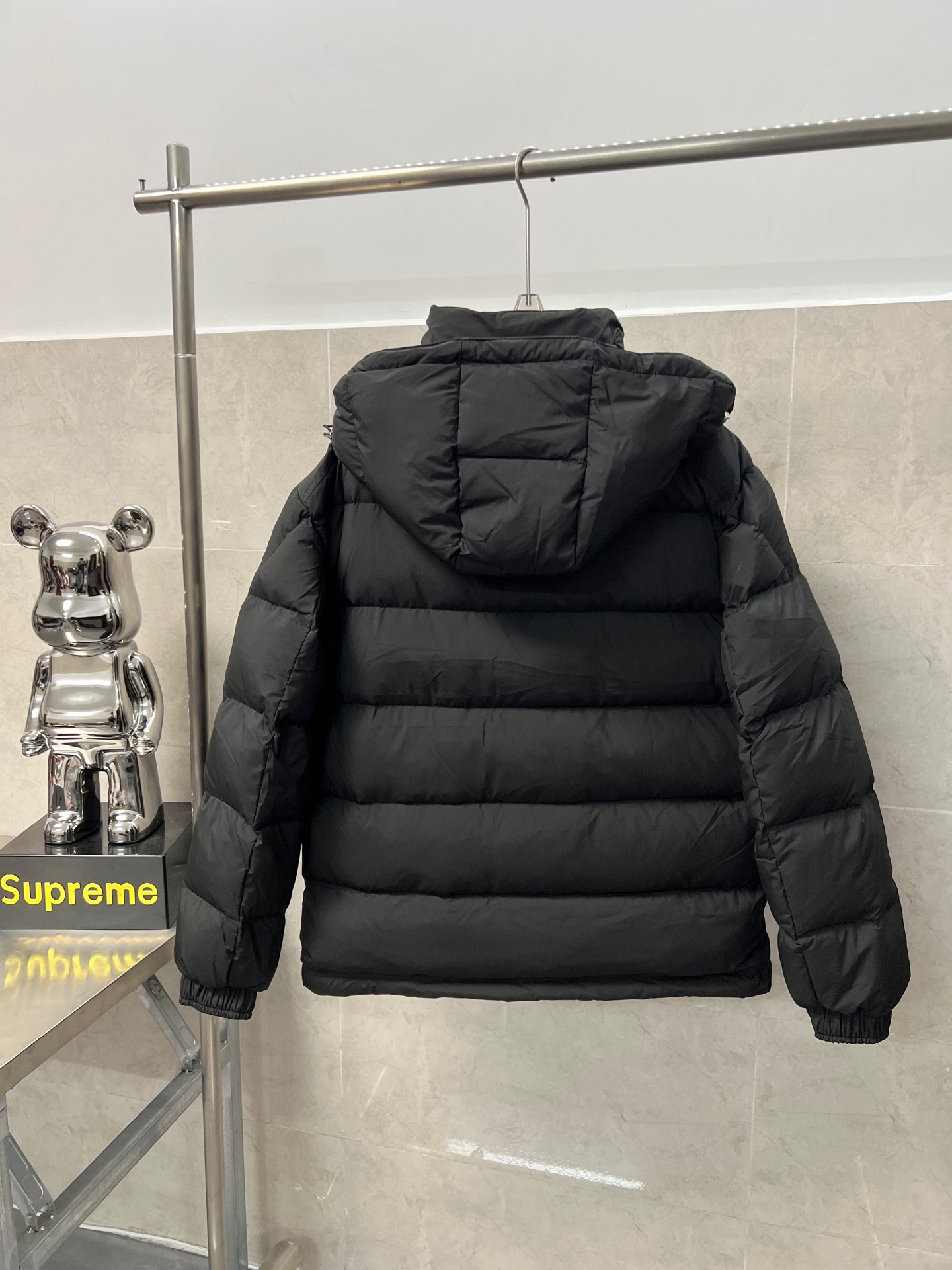 Moncler Couple Basic Clothing White Duck Down Black Hooded M-l-xl
