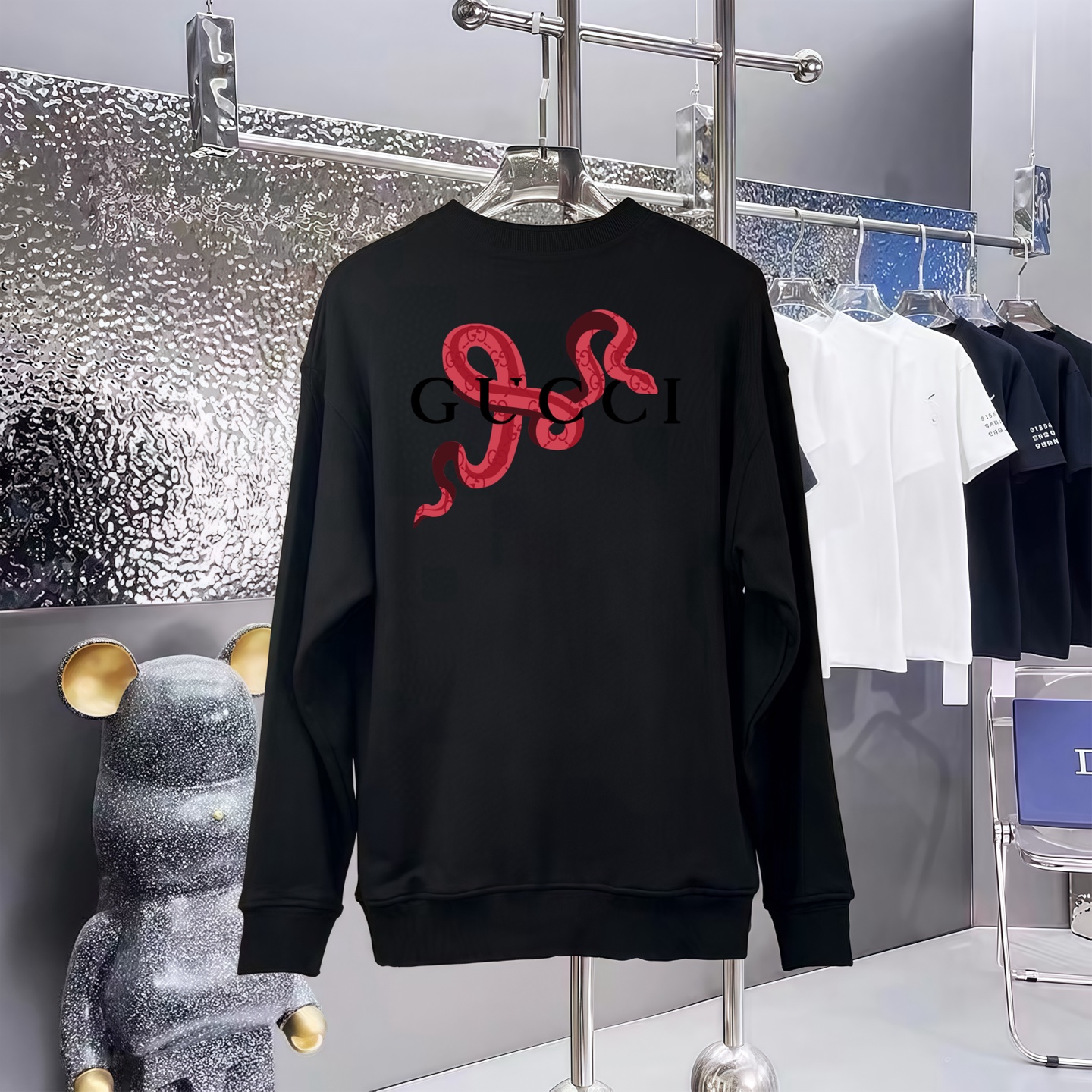 Gucci Couple Hoodie Cotton Black Printed Xs-l