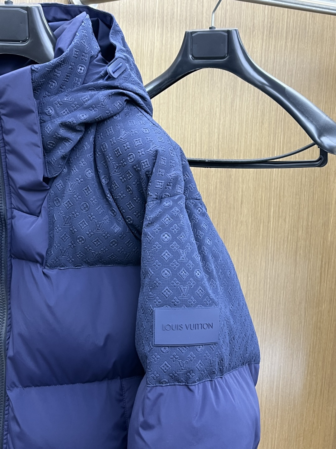 Louis Vuitton Down Jacket Goose Down Blue Hooded M-l