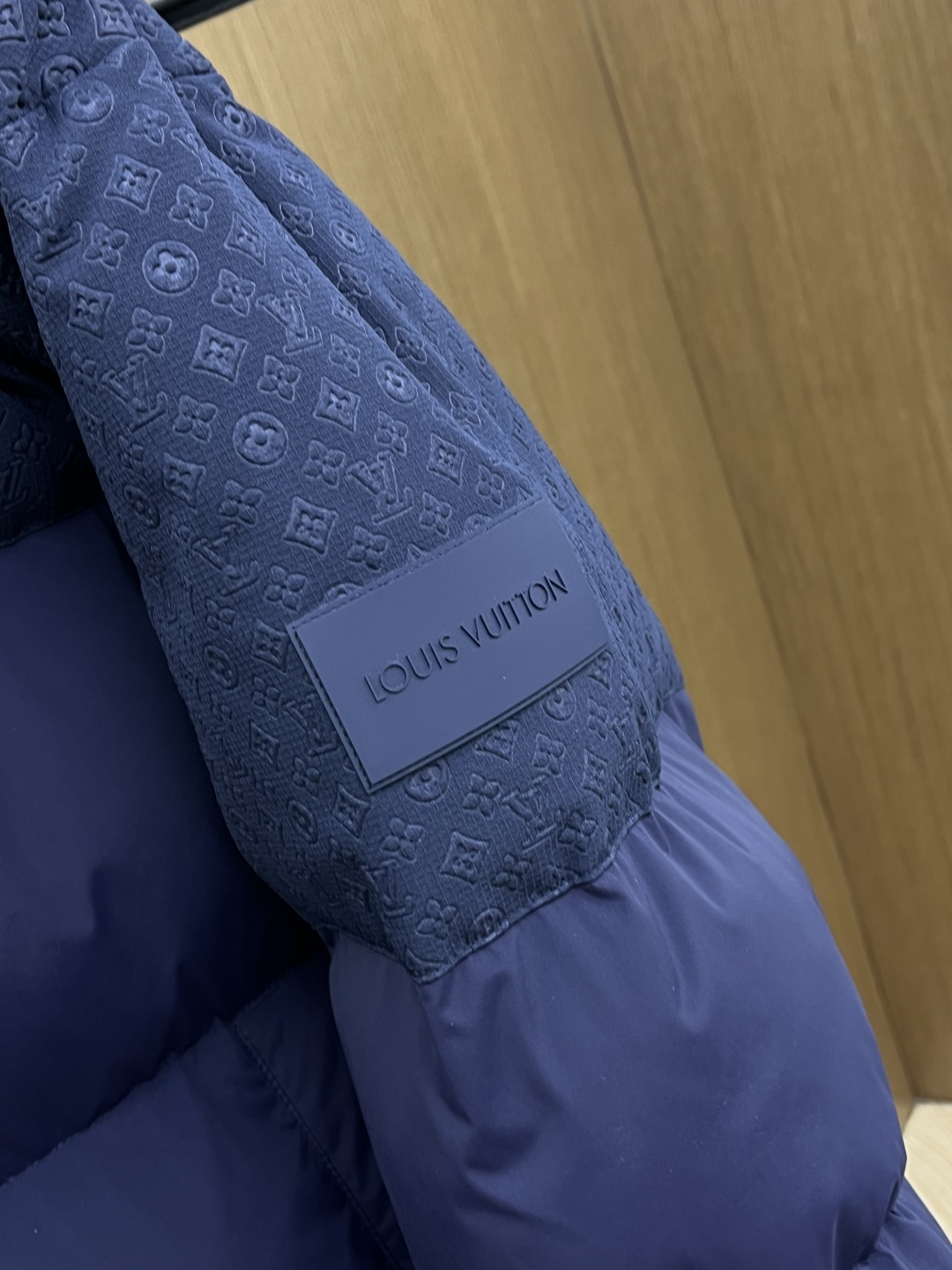 Louis Vuitton Down Jacket Goose Down Blue Hooded M-l