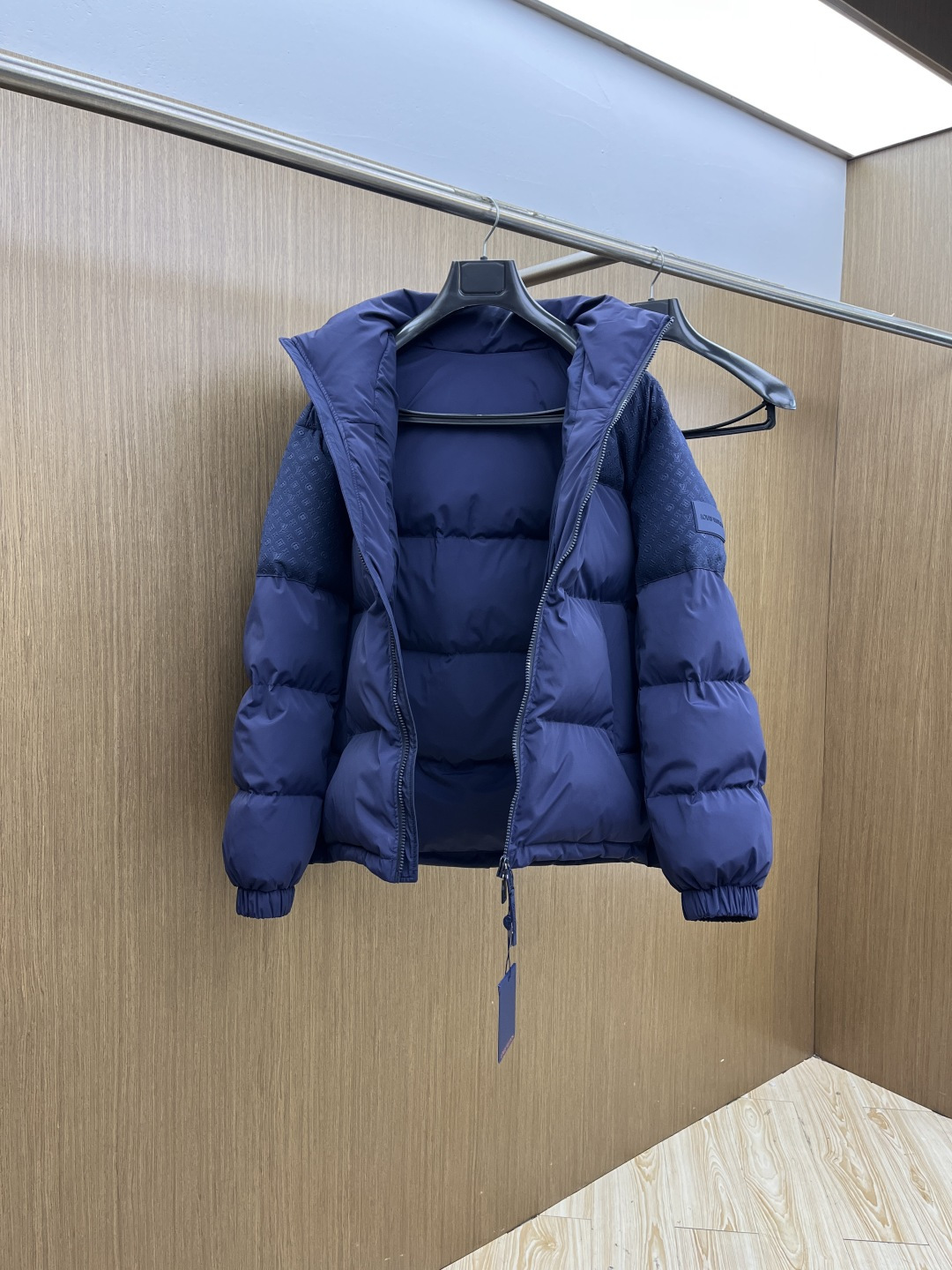 Louis Vuitton Down Jacket Goose Down Blue Hooded M-l
