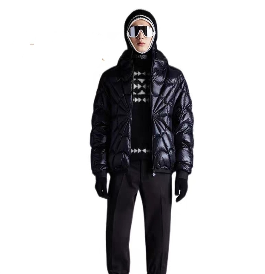 Moncler Male Down Jacket Black Hooded M-l