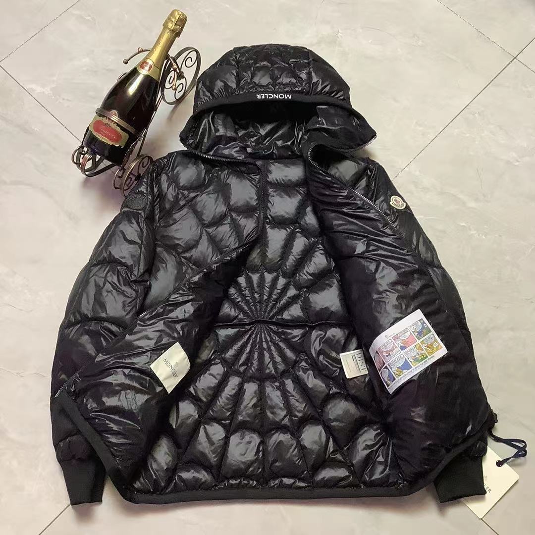 Moncler Male Down Jacket Black Hooded M-l