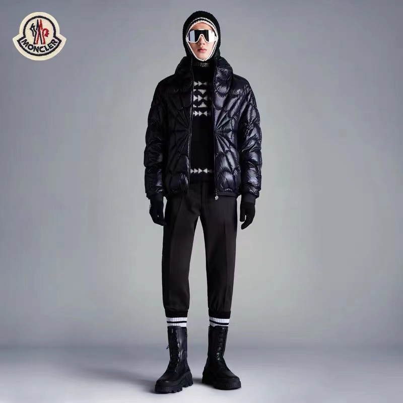 Moncler Male Down Jacket Black Hooded M-l