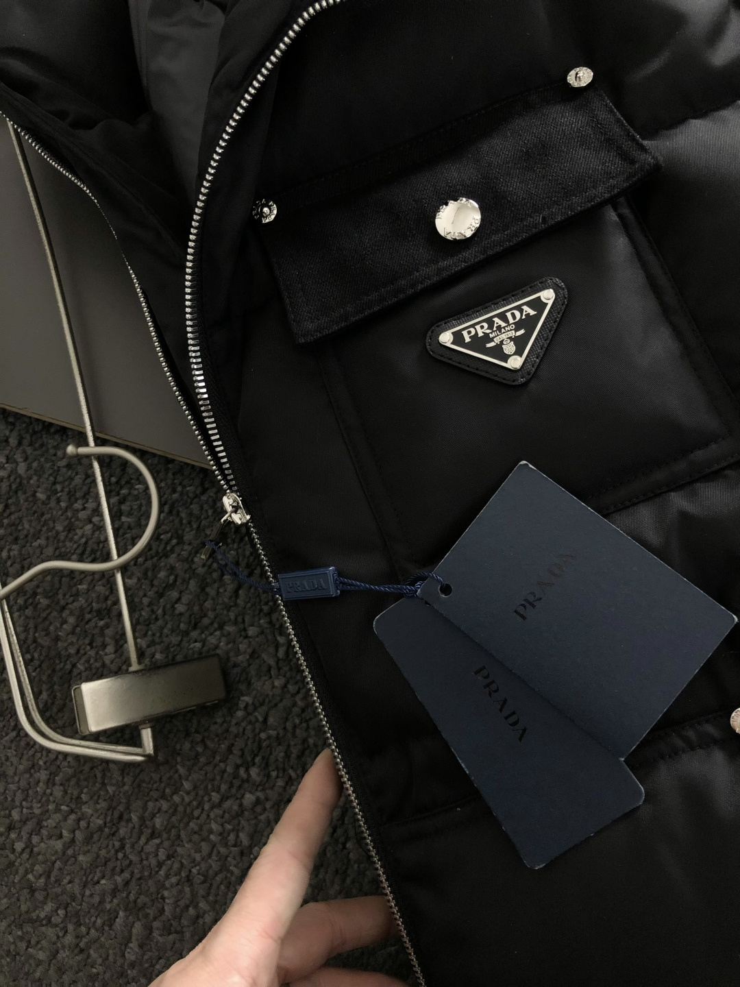 Prada Down Jacket White Duck Down Black L