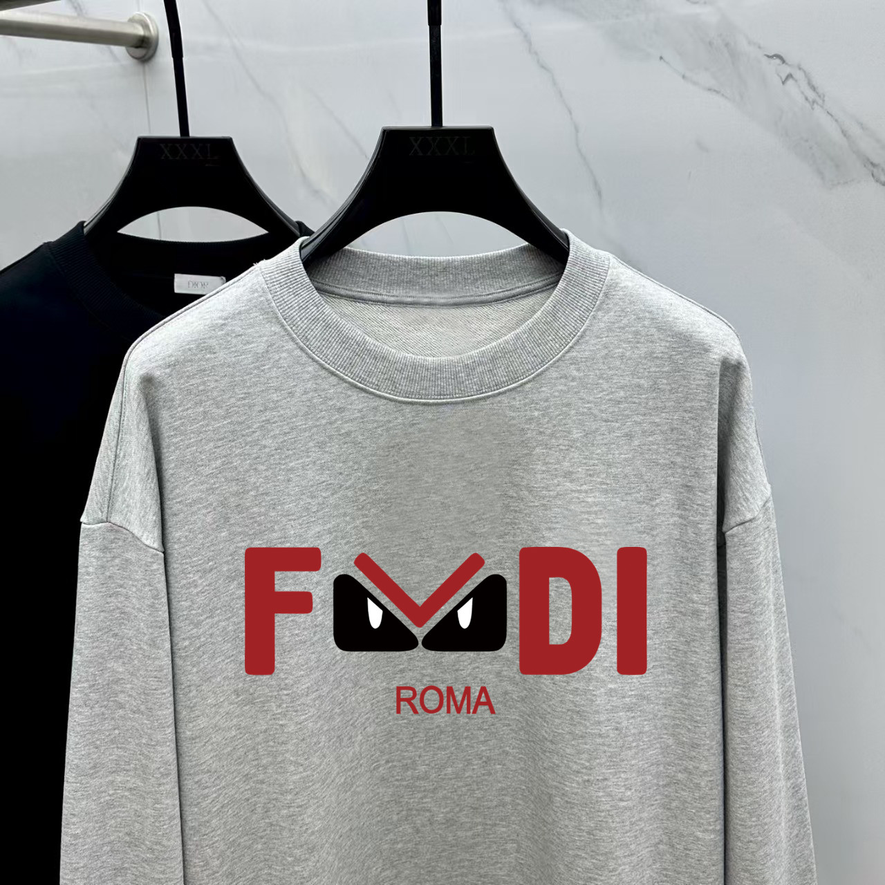 Fendi Couple Hoodie Cotton Black Printed M-l-xl