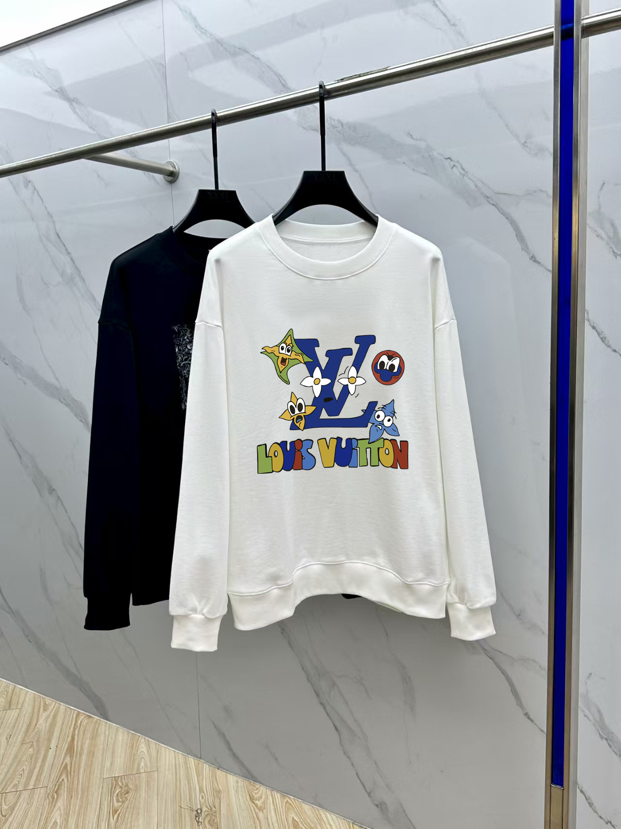 Louis Vuitton Couple Hoodie Cotton Black Printed M-l-xl