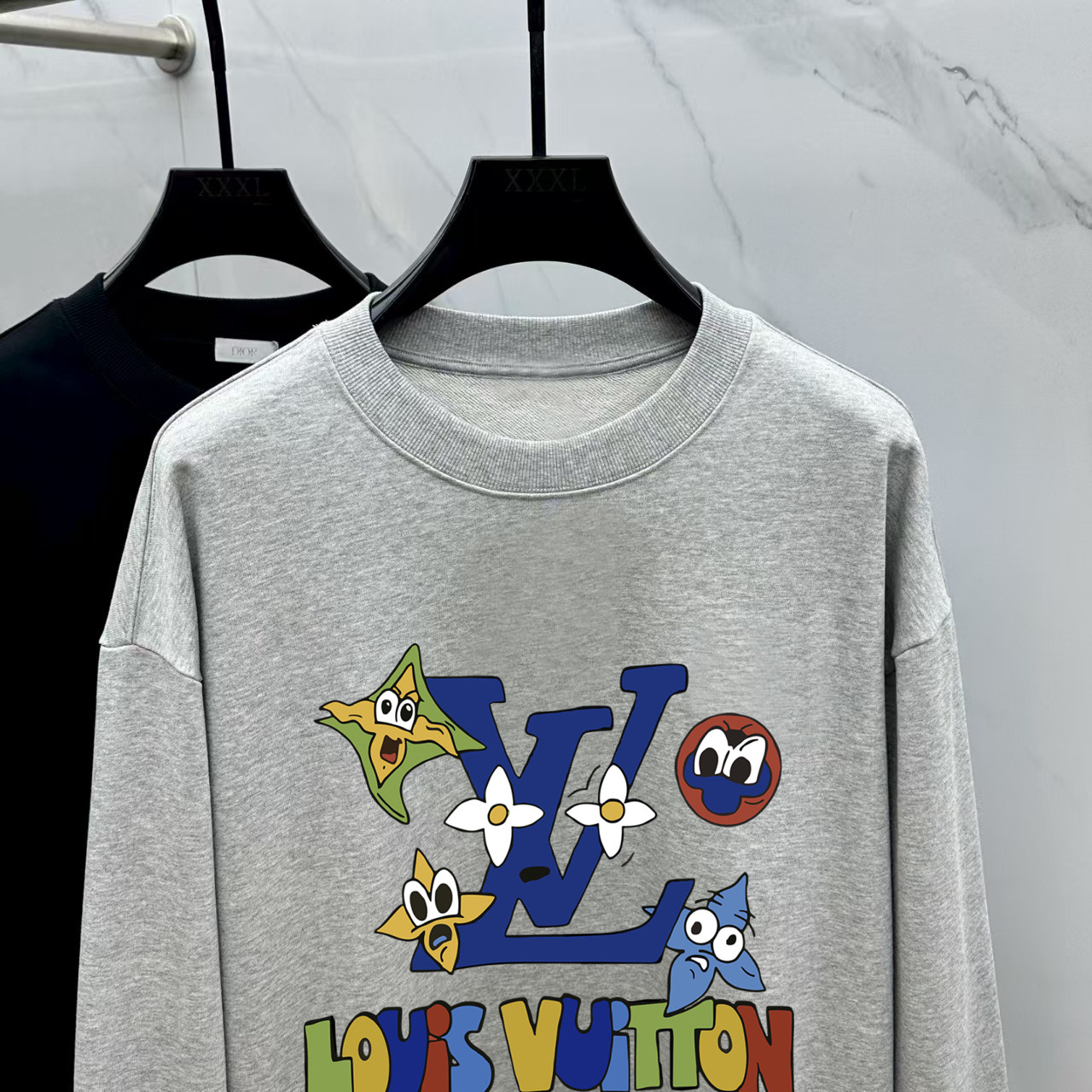 Louis Vuitton Couple Hoodie Cotton Black Printed M-l-xl