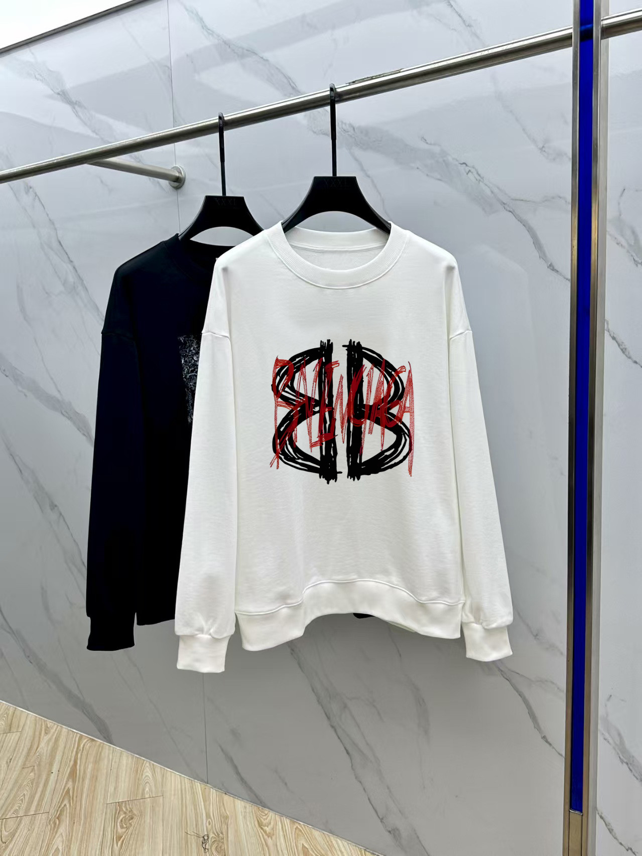 Balenciaga Couple Hoodie Cotton Black Printed M-l-xl