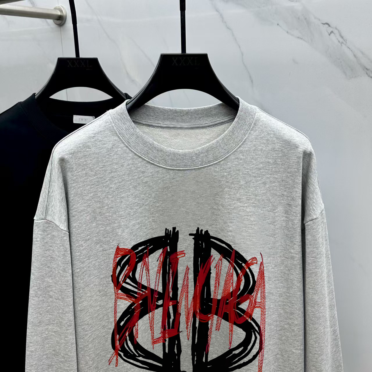 Balenciaga Couple Hoodie Cotton Black Printed M-l-xl