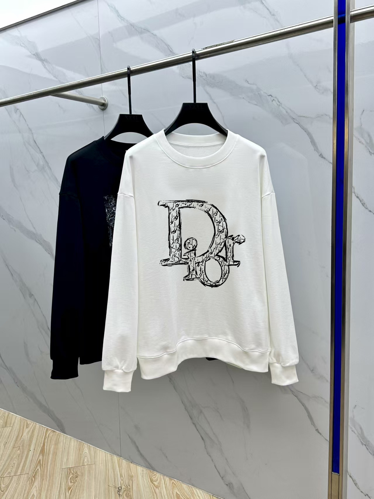 Dior Couple Hoodie Cotton Black Printed M-l-xl