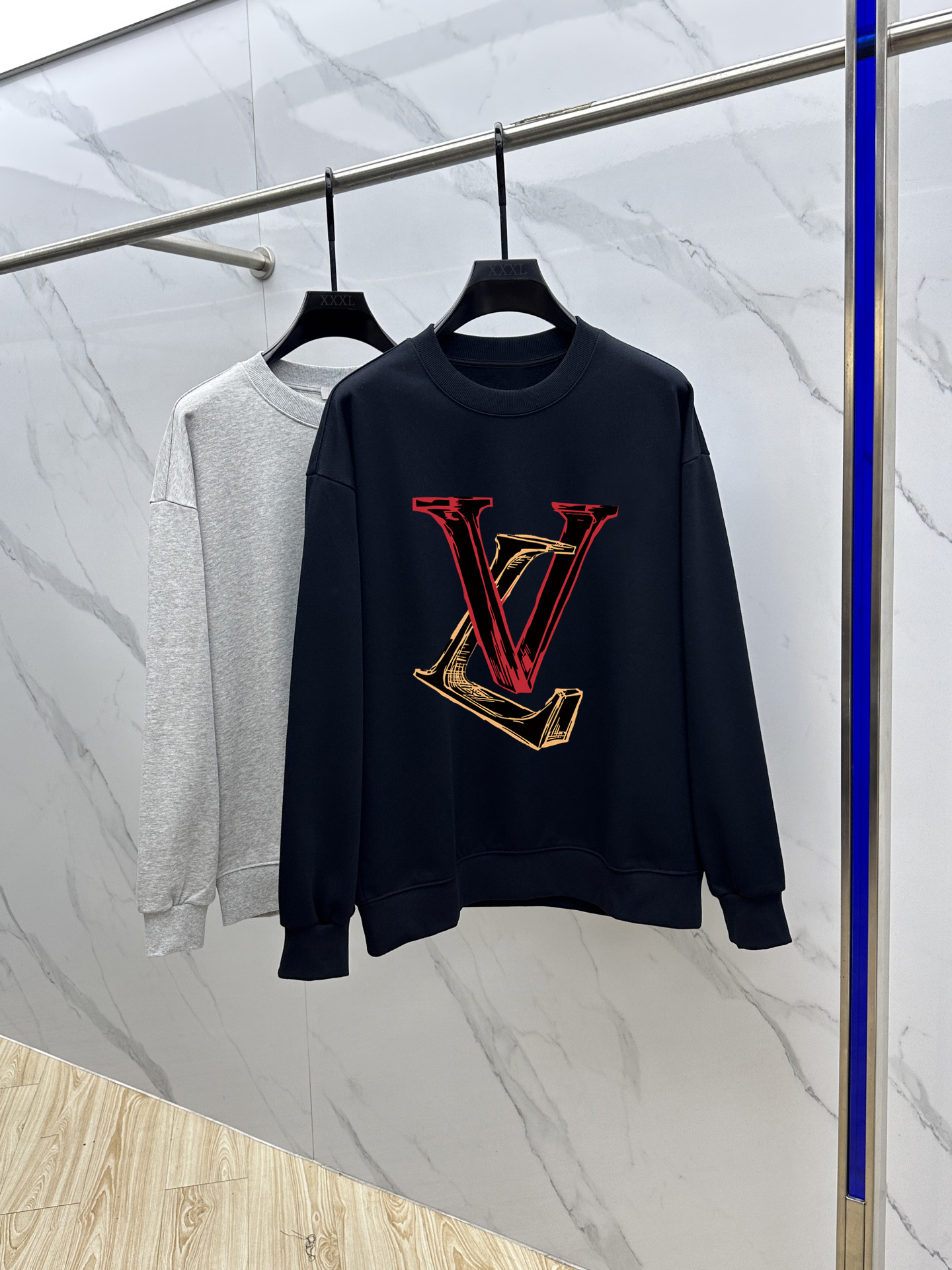 Louis Vuitton Couple Hoodie Cotton Black Printed M-l-xl
