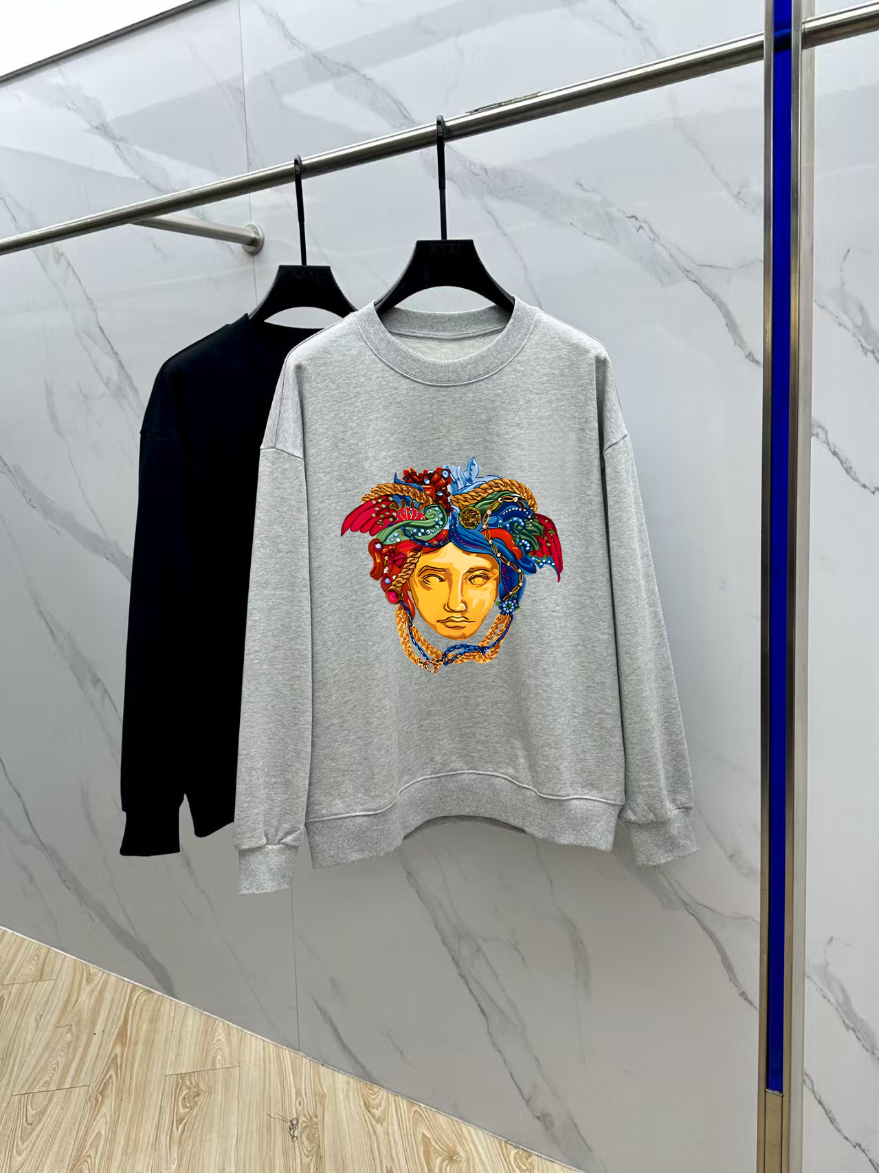 Versace Couple Hoodie Cotton Black Printed M-l-xl