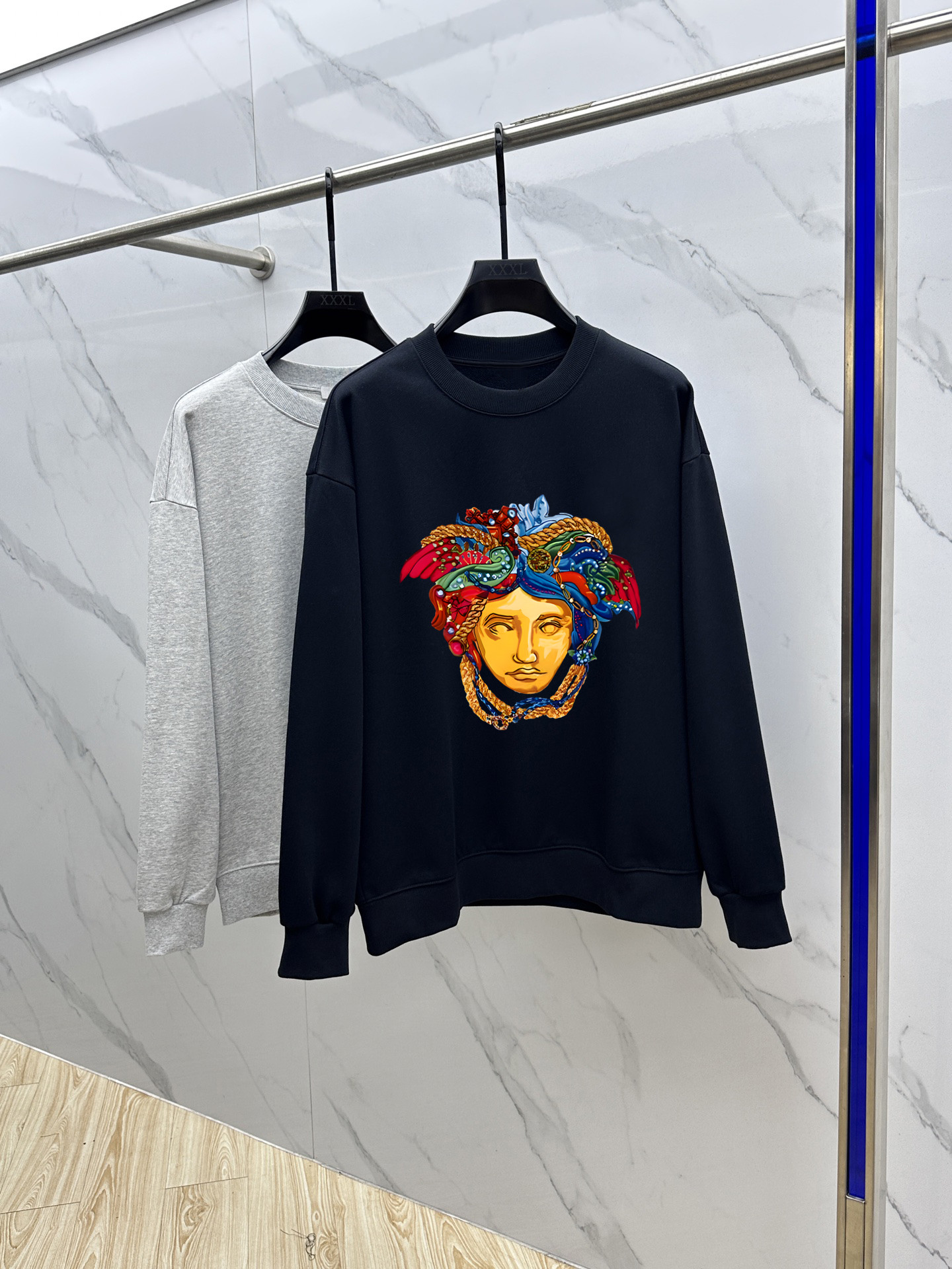 Versace Couple Hoodie Cotton Black Printed M-l-xl