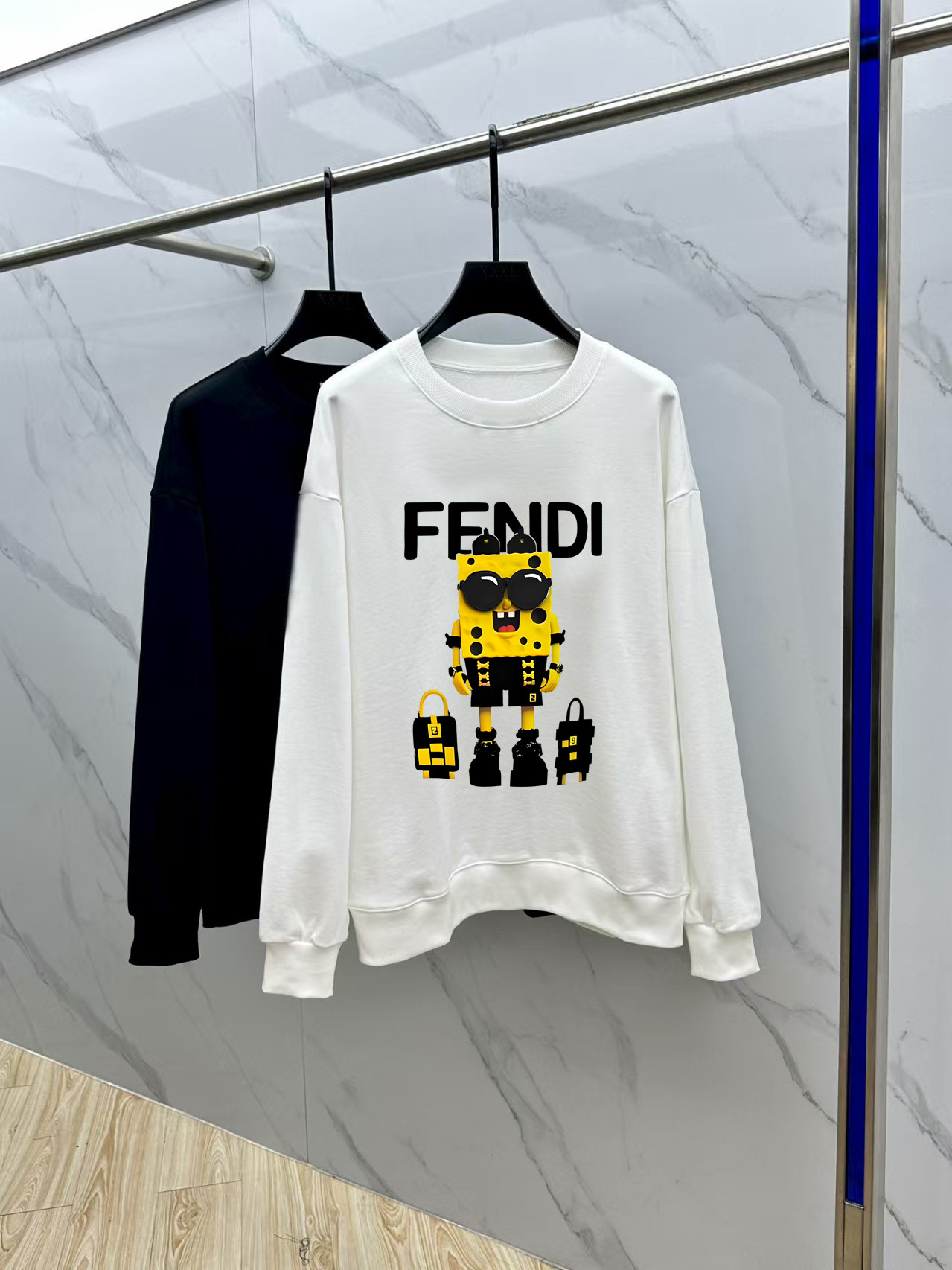 Fendi Couple Hoodie Cotton Black Printed M-l-xl