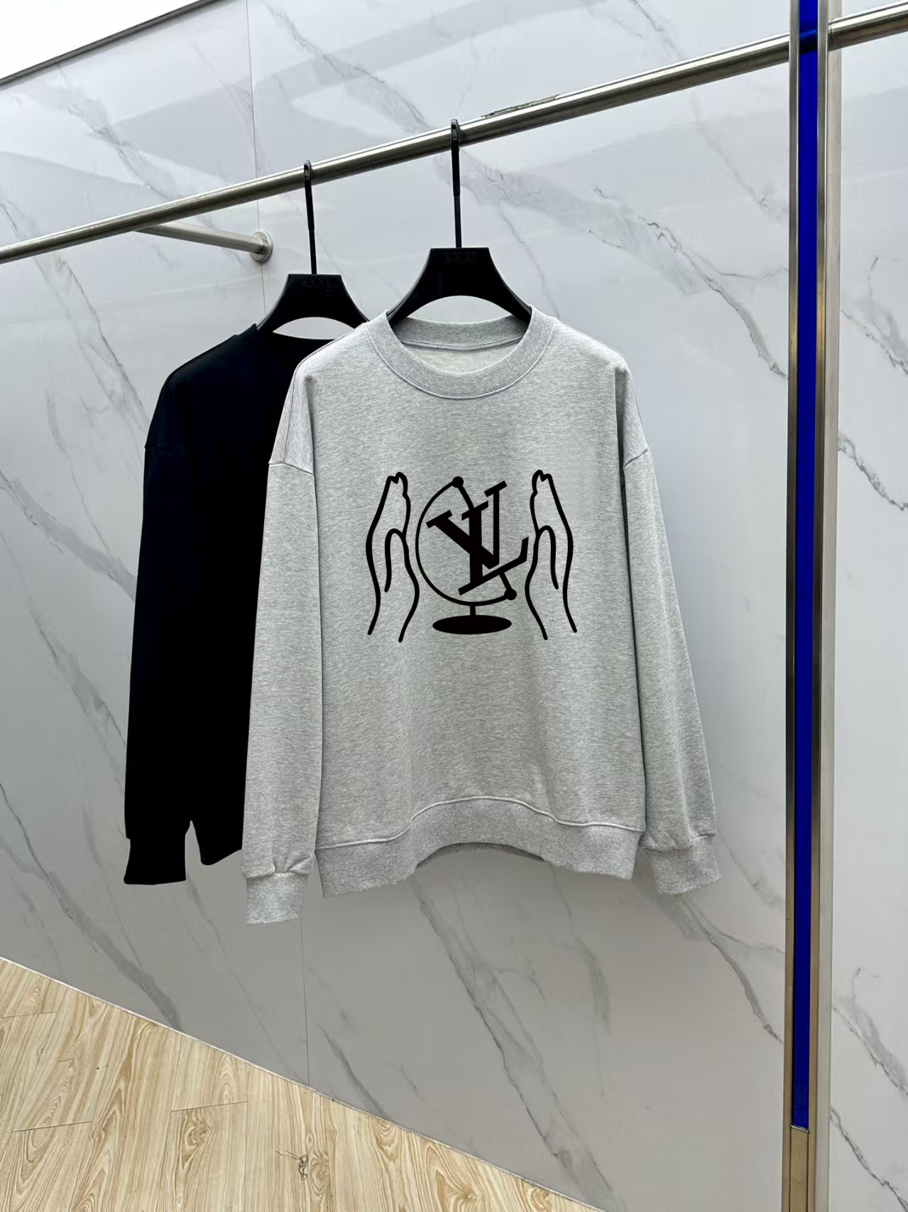 Louis Vuitton Couple Hoodie Cotton Black Printed M-l-xl