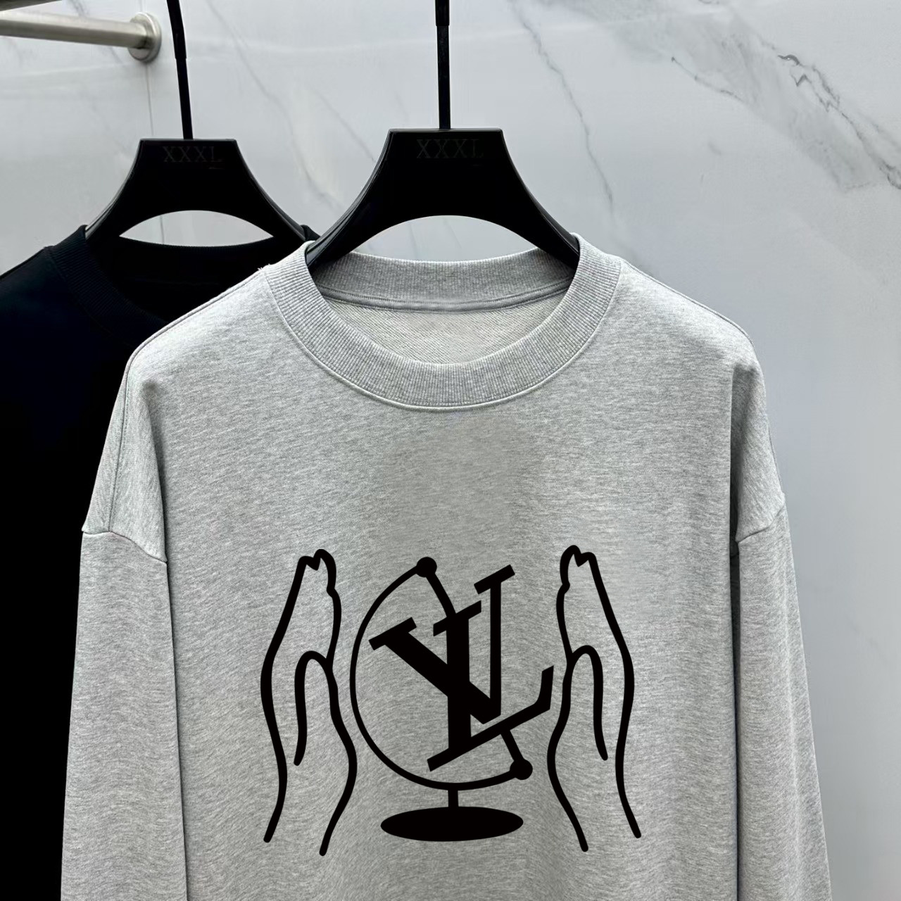 Louis Vuitton Couple Hoodie Cotton Black Printed M-l-xl