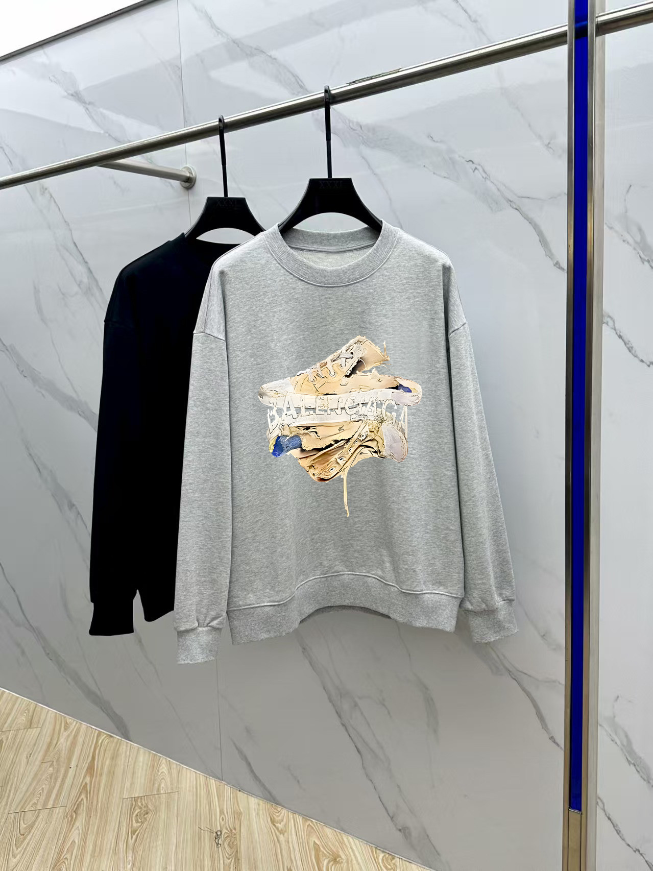 Balenciaga Couple Hoodie Cotton Black Printed M-l-xl