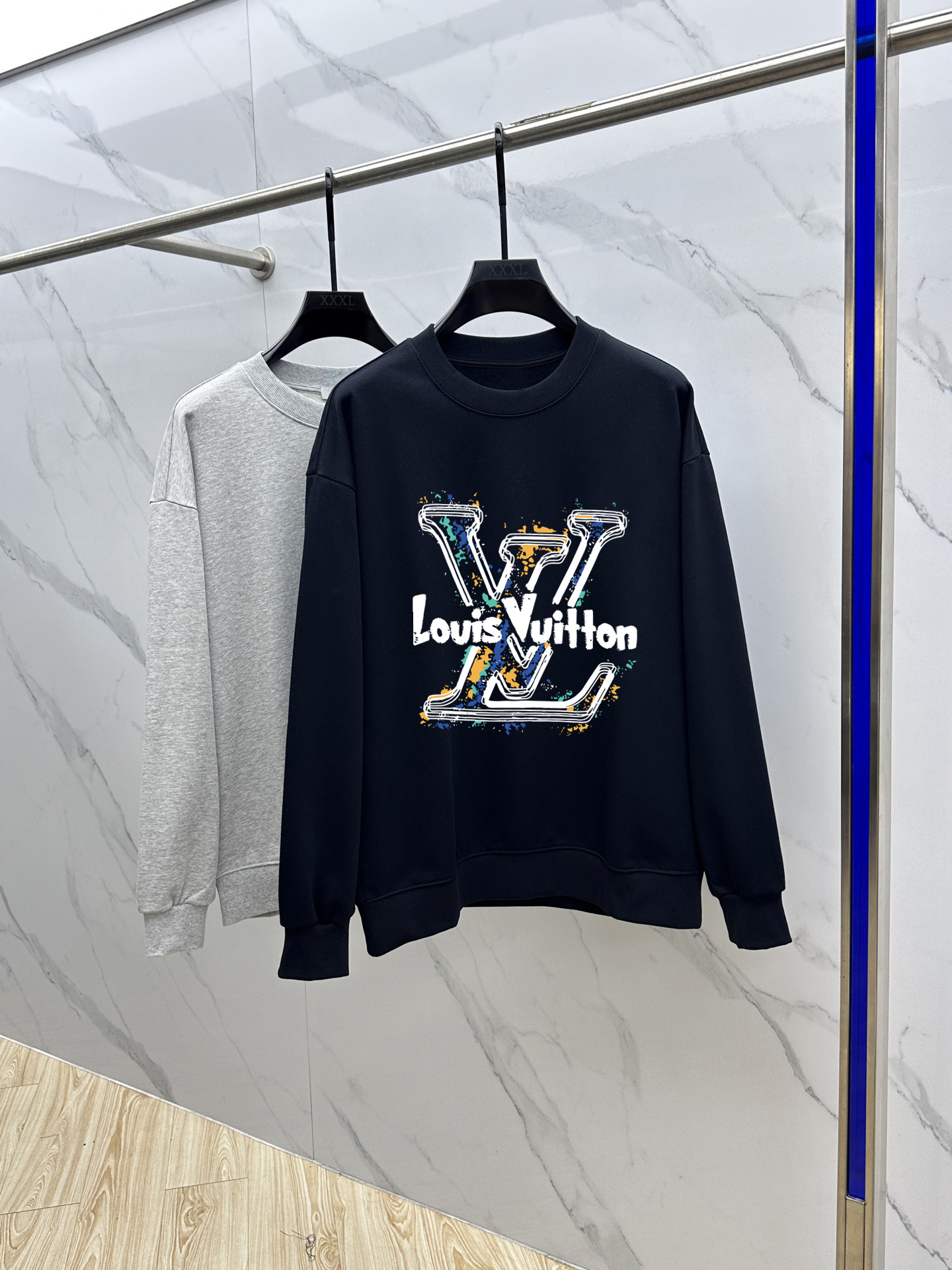 Louis Vuitton Couple Hoodie Cotton Black Printed M-l-xl