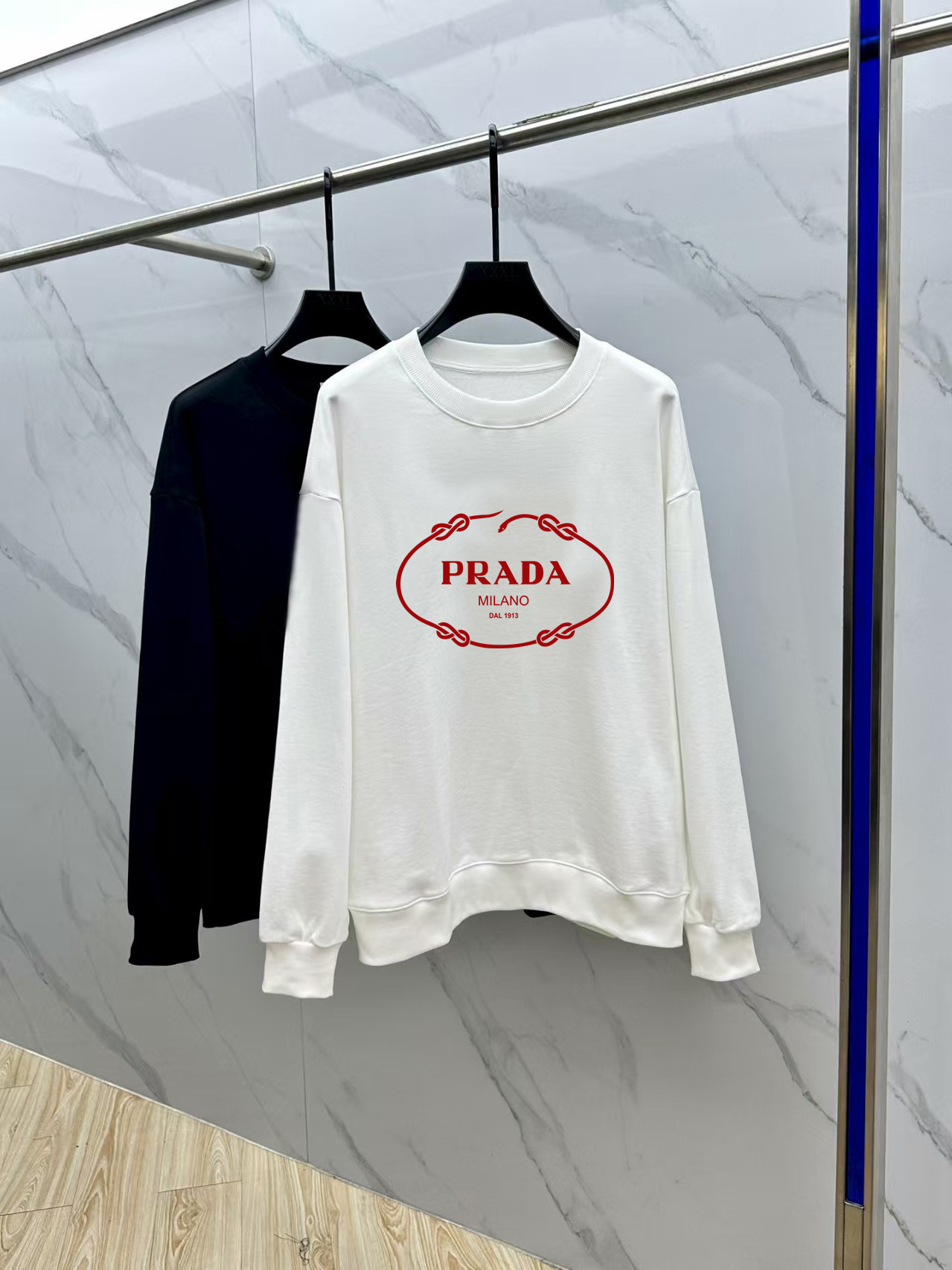 Prada Couple Hoodie Cotton Black Printed M-l-xl