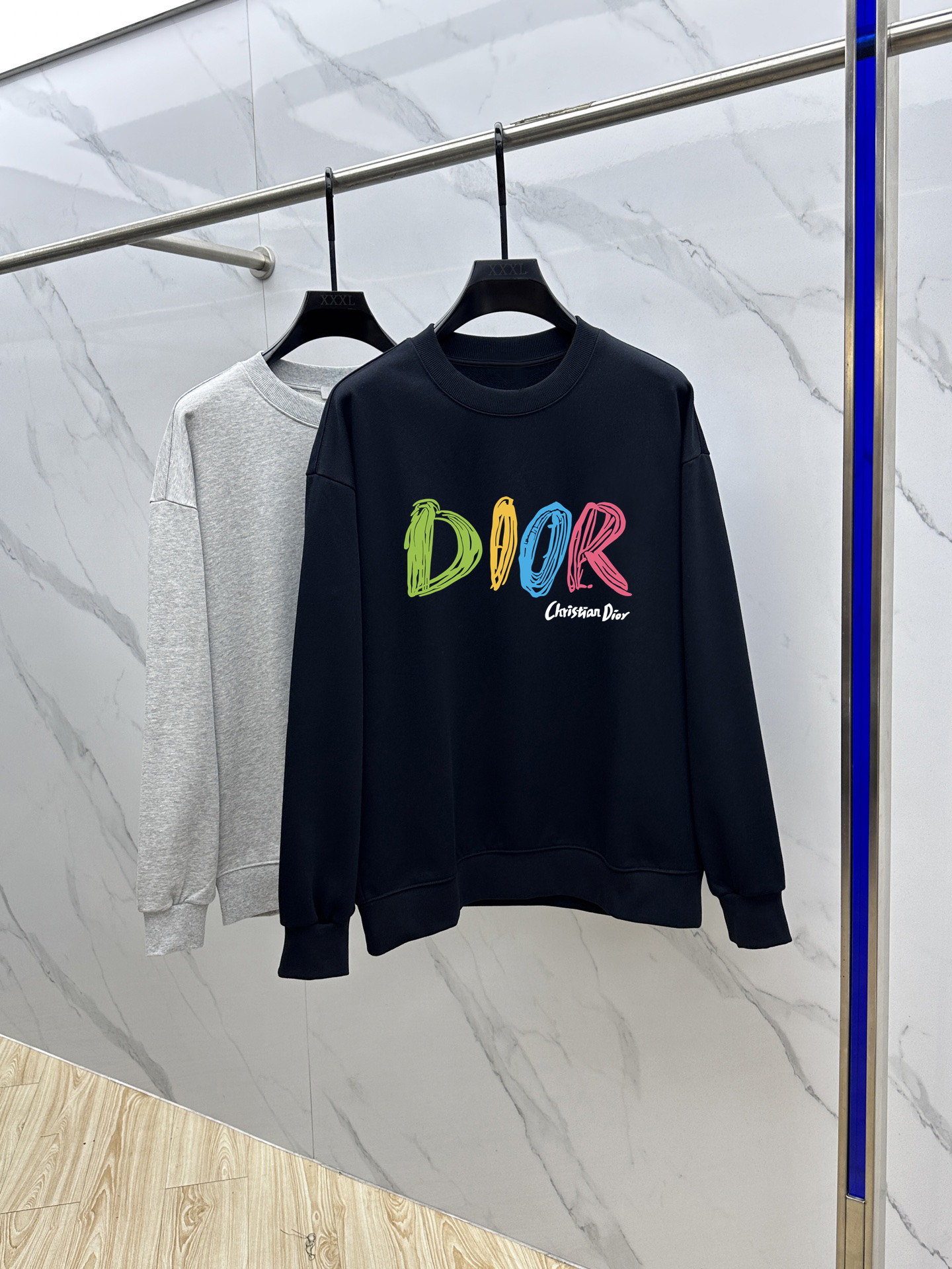 Dior Couple Hoodie Cotton Black Printed M-l-xl