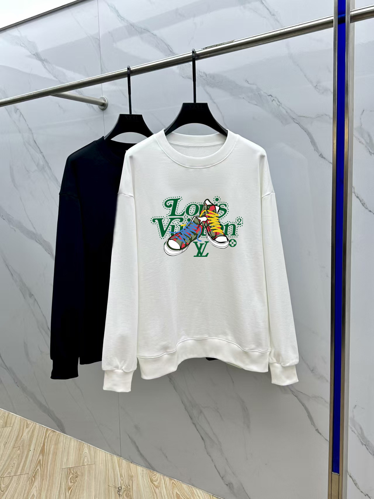 Louis Vuitton Couple Hoodie Cotton Black Printed M-l-xl