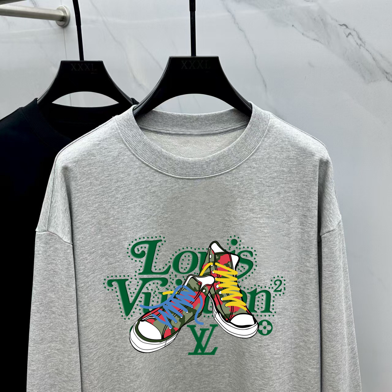 Louis Vuitton Couple Hoodie Cotton Black Printed M-l-xl