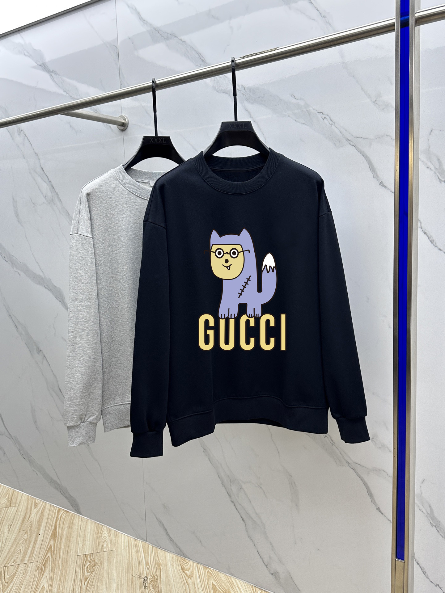 Gucci Couple Hoodie Cotton Black Printed M-l-xl