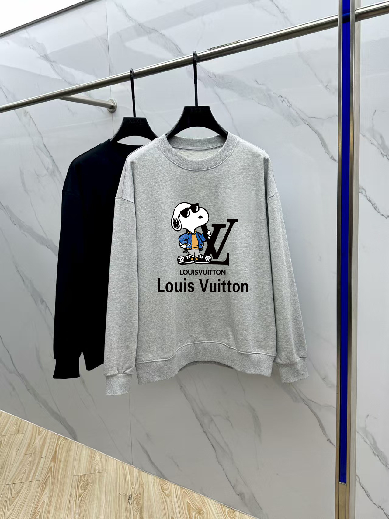Louis Vuitton Couple Hoodie Cotton Black Printed M-l-xl