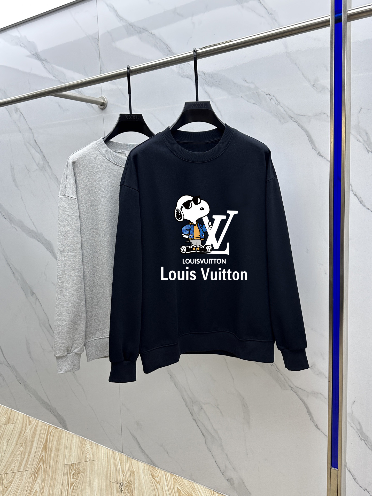 Louis Vuitton Couple Hoodie Cotton Black Printed M-l-xl