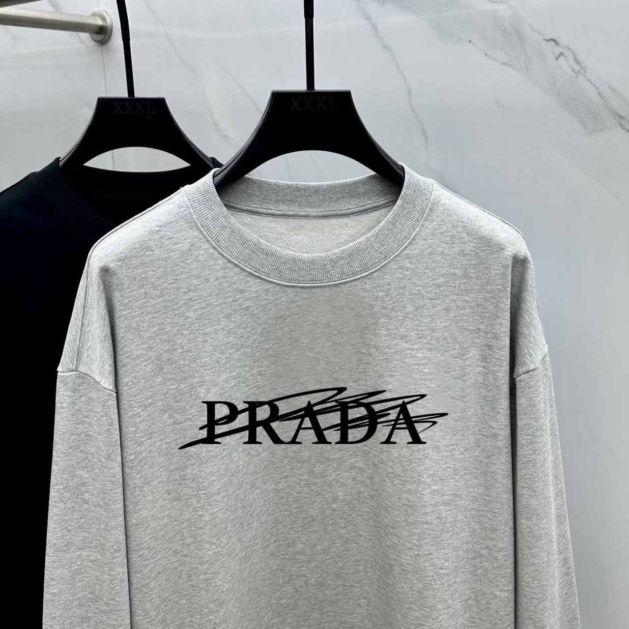 Prada Couple Hoodie Cotton Black Printed M-l-xl
