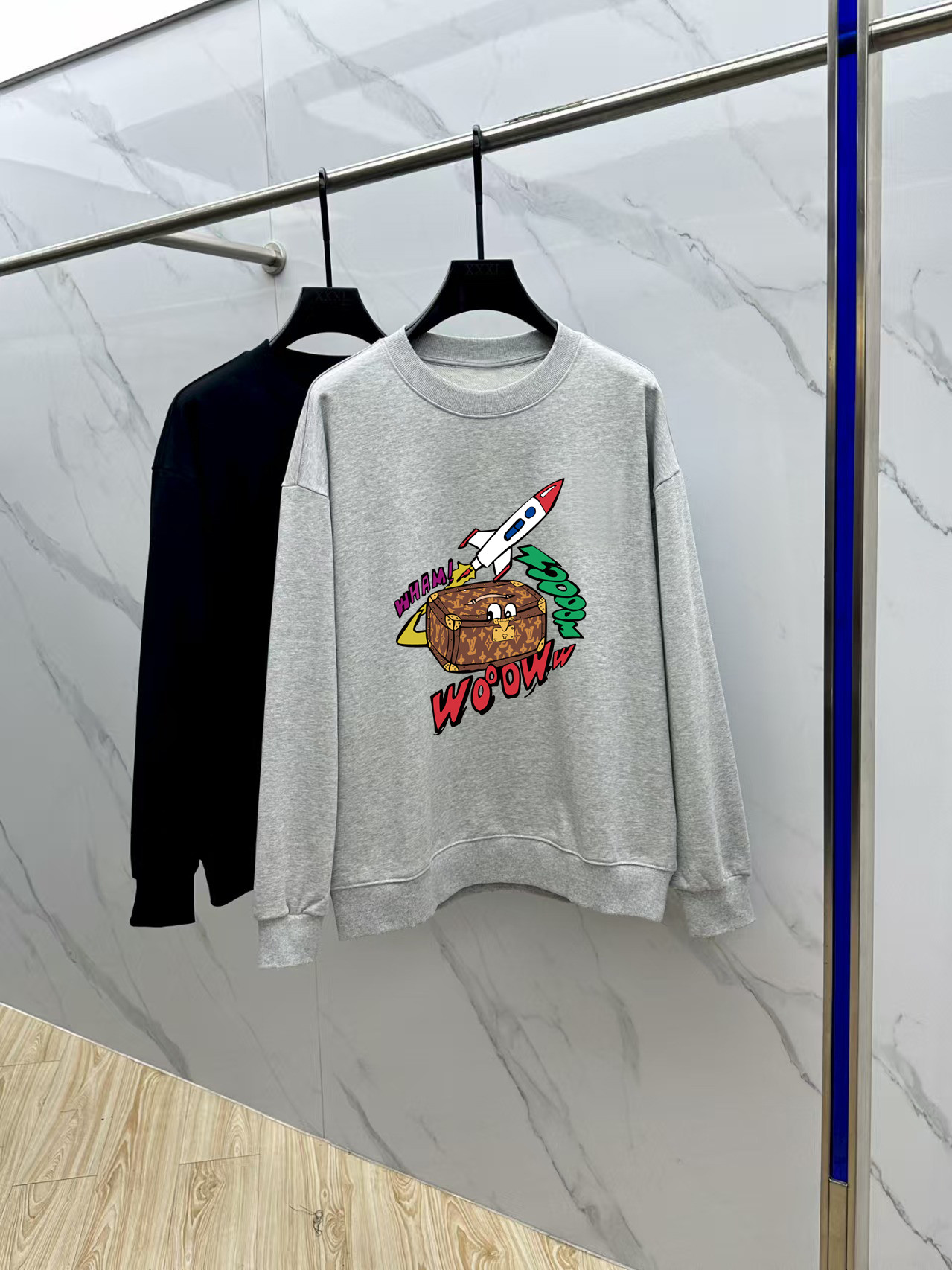 Louis Vuitton Couple Hoodie Cotton Black Printed M-l-xl