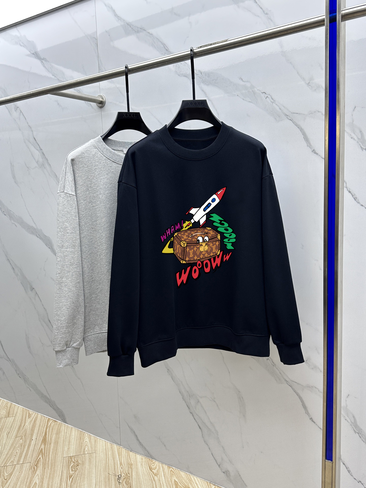 Louis Vuitton Couple Hoodie Cotton Black Printed M-l-xl