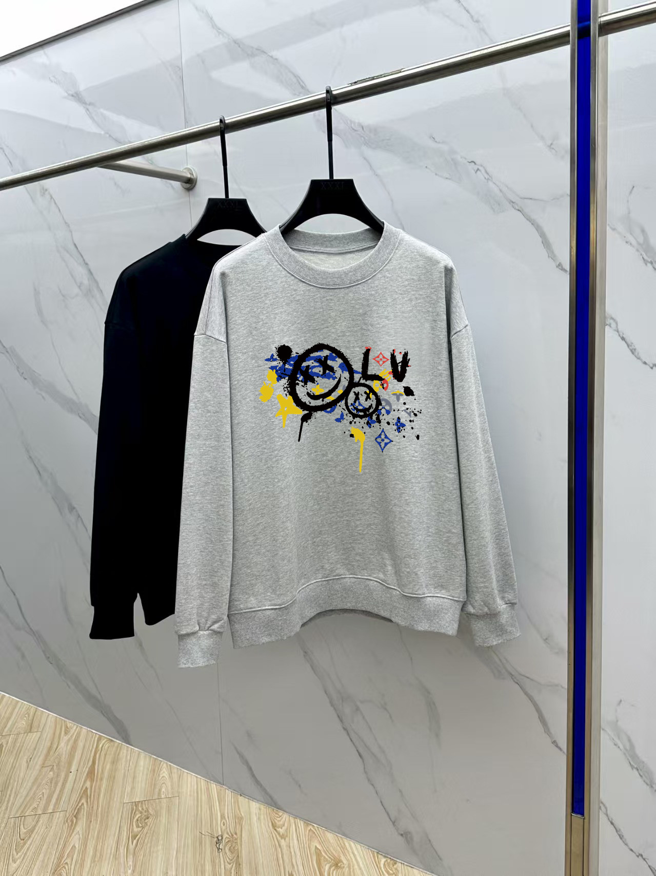 Louis Vuitton Couple Hoodie Cotton Black Printed M-l-xl