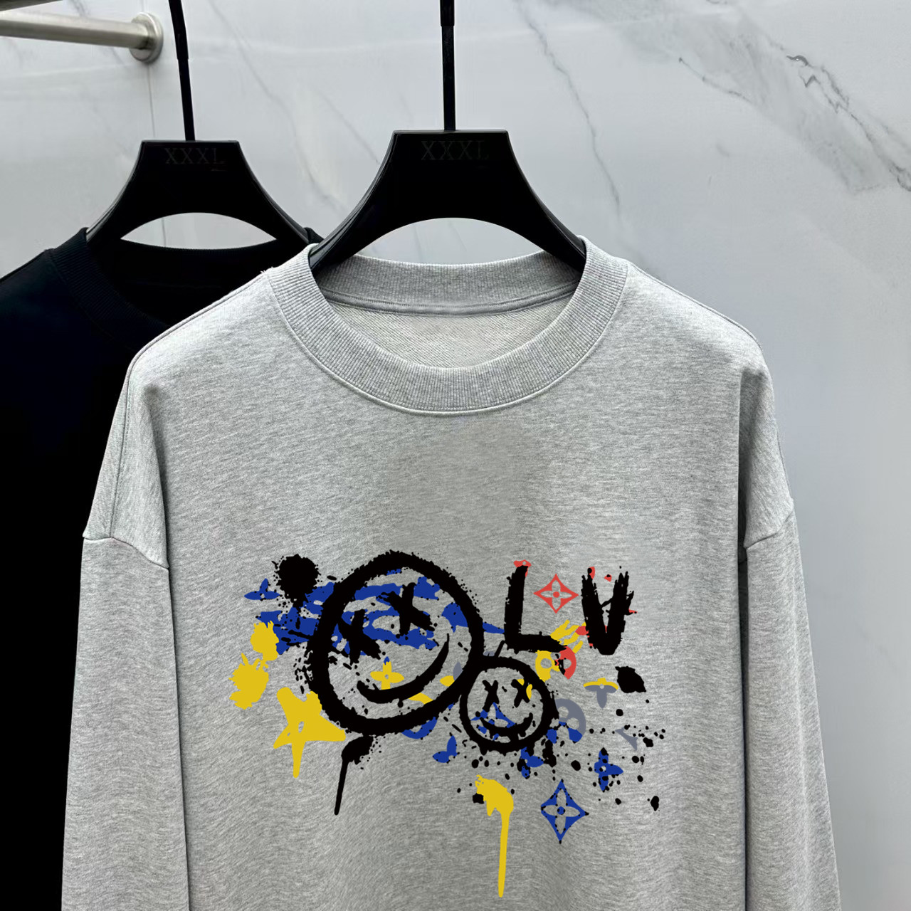 Louis Vuitton Couple Hoodie Cotton Black Printed M-l-xl