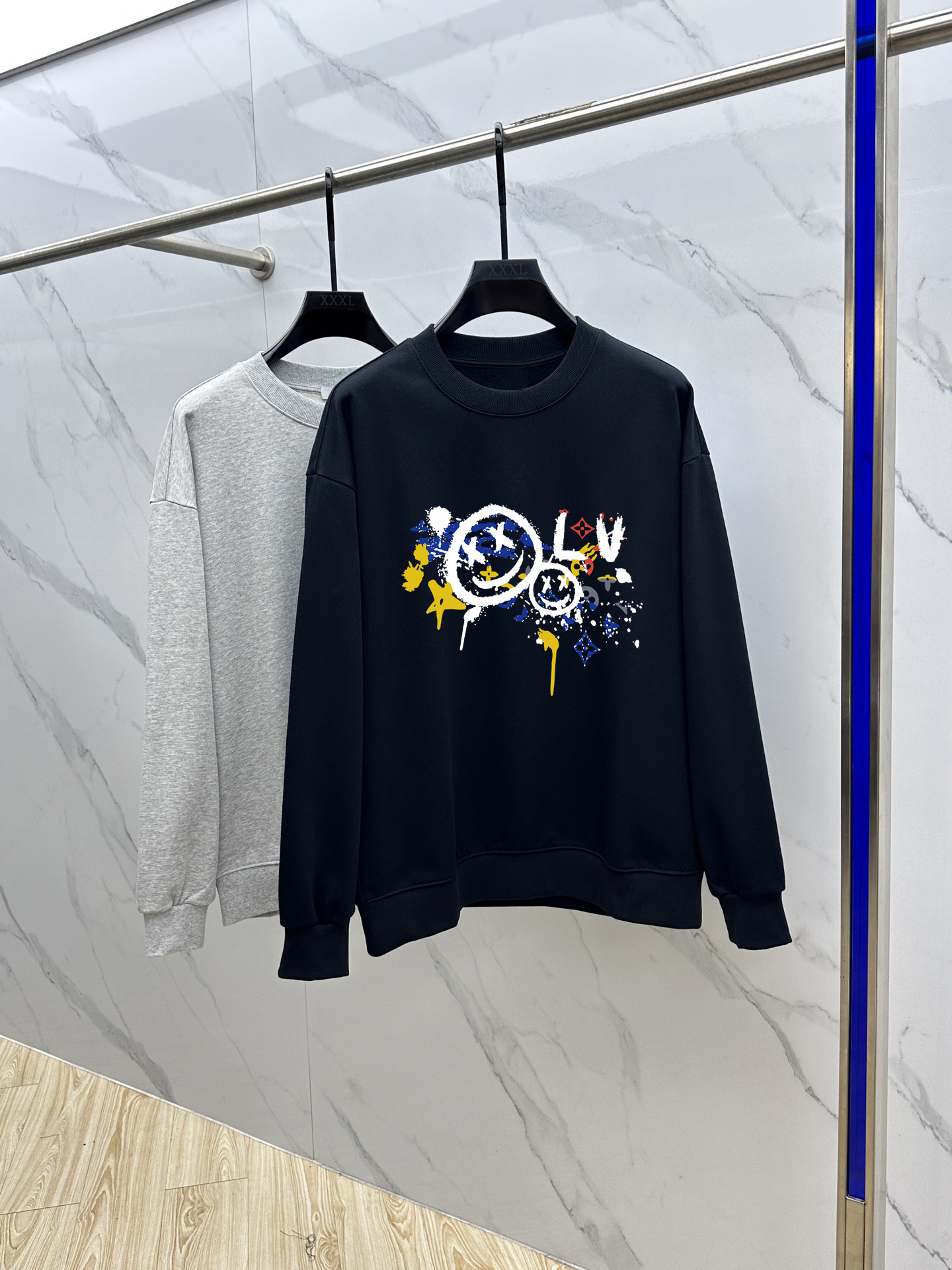 Louis Vuitton Couple Hoodie Cotton Black Printed M-l-xl